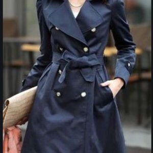 Maria D Navy Blue Flared Trench Coat